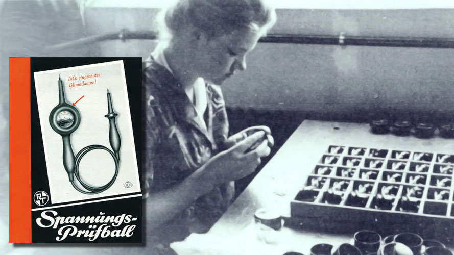 Tietzsch Mitarbeiterin und Werbeblatt aus dem Jahr 1953