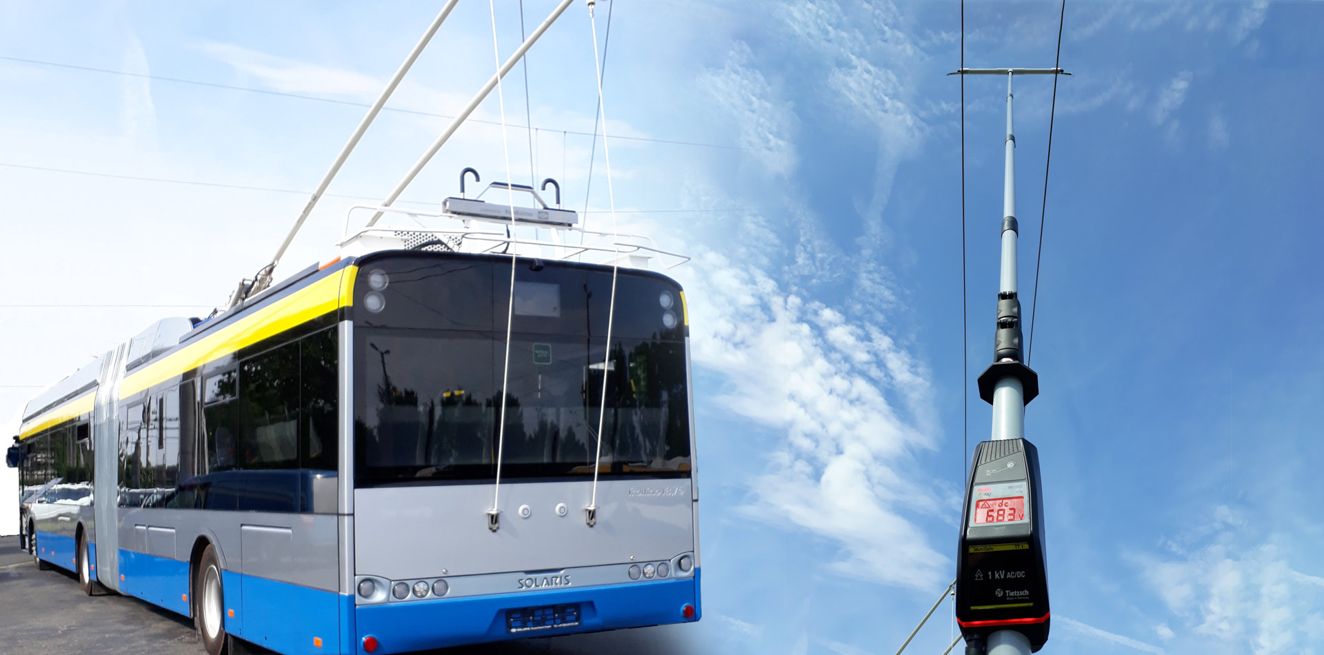 Teleskopspannungsprüfer für O-Busse Trolley-Busse bei der Anwendung
